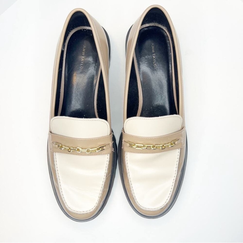 Ann Taylor Genuine Leather Chunky Loafers with Gold Accent Sz 9.5 - Picture 2 of 6